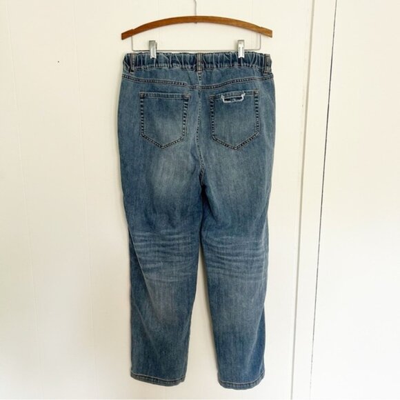 Sundance Distressed Repaired Jeans Pull-On StretchDrawstring Waist Size M - Picture 3 of 5